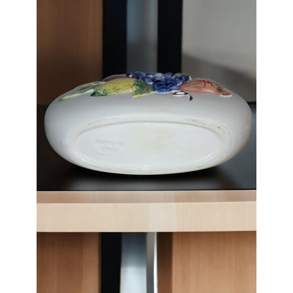 Vintage Italian Ceramic Fruit Vase—Hand-Painted Decorative Jug with Cork Top - Picture 6 of 7